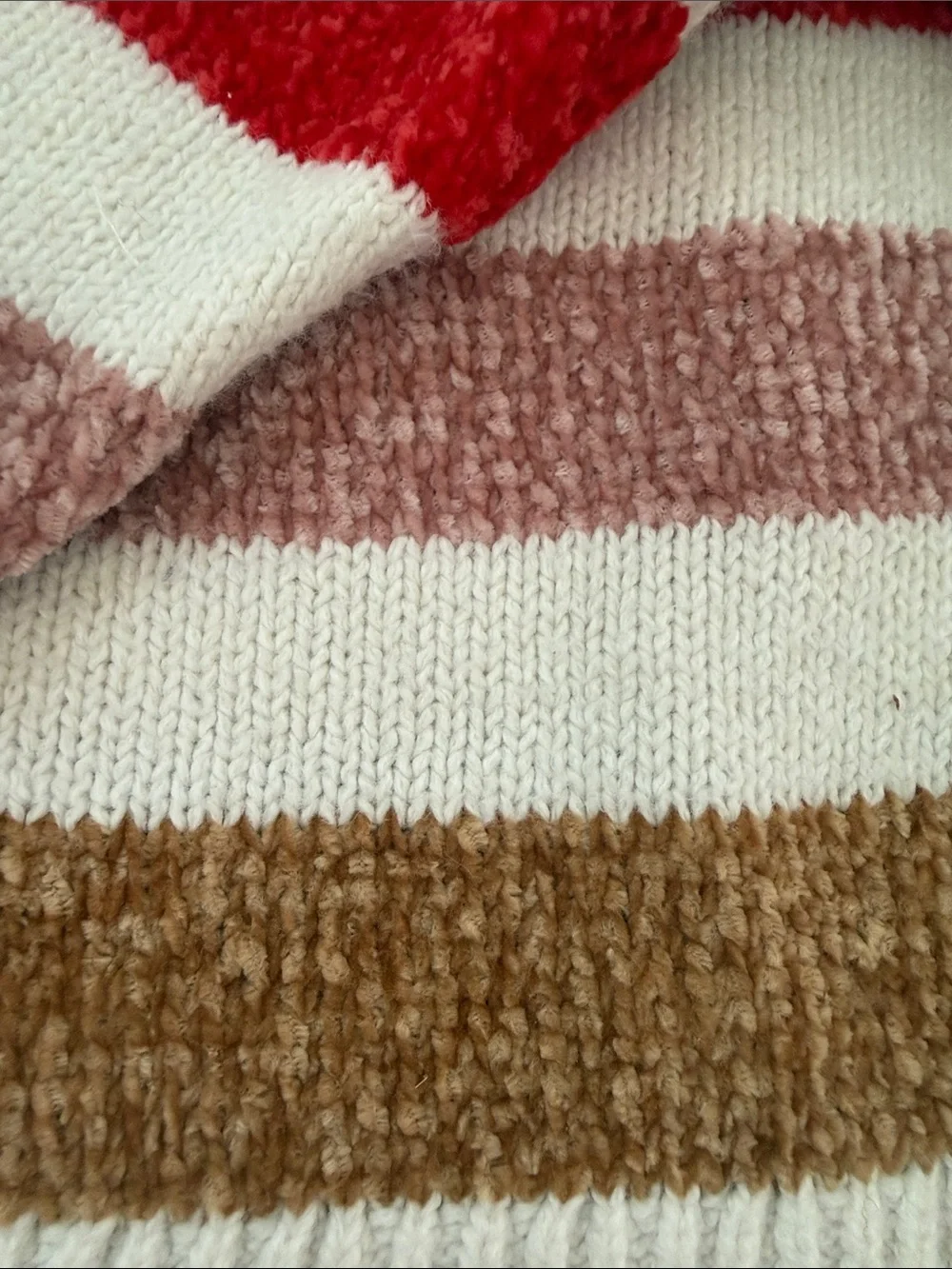GAP Kids Velour Cream Sweater with Black, Navy, Red, Pink, Brown Stripes
